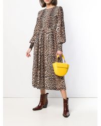ganni leopard midi dress