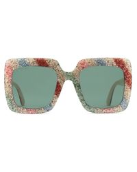 Gucci Acetate Glitter Zonnebril Met Vierkant Montuur in het Wit | Lyst NL