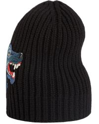 Berretto a coste con lupoGucci in Lana da Uomo colore Blu | Lyst