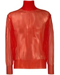 red sheer turtleneck