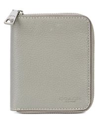 COACH Leather Small Zip-around Wallet in Grey (Gray) for ...