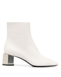 white block heel ankle boots