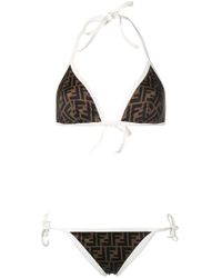 Fendi Brown Wendbarer Bikini mit FF-Muster