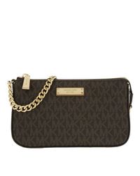 michael kors pouches chain pochette brown
