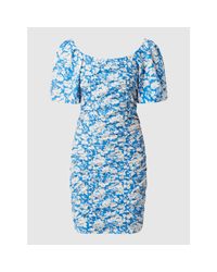 Gestuz Blue Off-Shoulder-Kleid mit floralem Muster Modell 'Mynte'
