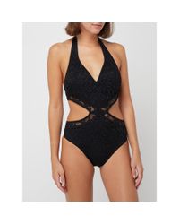 Gottex Black Badeanzug mit floraler Spitze