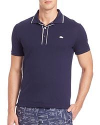 Lacoste | Blue Striped Pique Polo for Men | Lyst