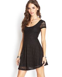 black lace skater dress
