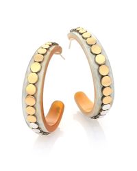 John Hardy | Metallic Dot Buffalo Horn, 18k Yellow Gold & Sterling Silver Hoop Earrings/1.75 | Lyst