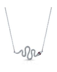 Anne Sisteron - 18kt White Gold Ruby Eye Diamond Snake Necklace - Lyst