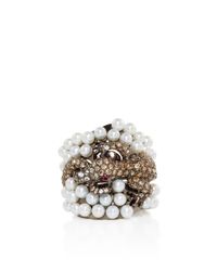 Wendy Yue | Multicolor Diamond Lizard And Pearl Ring | Lyst