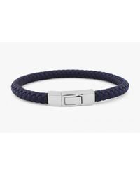 Tateossian - Coru Bracelet In Brown Rubber And Blue Steel Wire With Silver Clasp for Men - Lyst