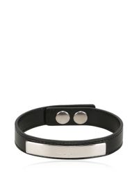 Saint Laurent | Black Logo Plaque Leather Bracelet for Men | Lyst