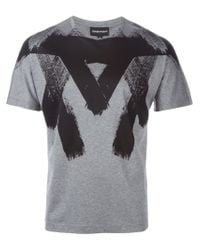 Emporio Armani | Gray Brush Stroke Print T-shirt for Men | Lyst