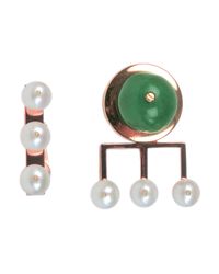 Crystalline - White Pearl And Jade Earrings - Lyst