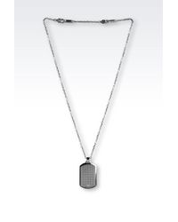 Emporio Armani | Metallic Steel Necklace With Medallion for Men | Lyst