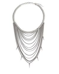 Chan Luu | Metallic Sterling Silver Draped Mixed Chain Spike Bib Necklace | Lyst