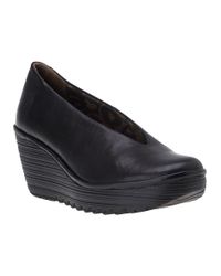 Fly London | Yaz Wedge Pump Black Leather | Lyst