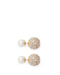 Kenneth Jay Lane | Metallic Crystal Pavé Back Pearl Stud Earrings | Lyst