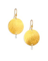 Gurhan | Metallic Lush Diamond 24k Yellow Gold Dangling Flake Drop Earrings | Lyst