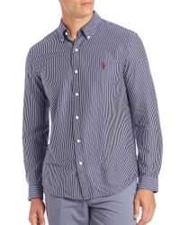 Polo Ralph Lauren | Blue Striped Cotton Sportshirt for Men | Lyst