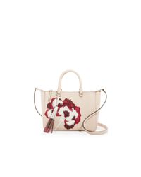 Tory Burch | Brown Robinson Floral Applique Small Multi Tote | Lyst