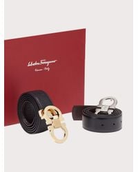 Ferragamo Adjustable gancini belts - gift box - Schwarz