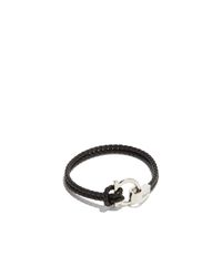 Ferragamo - Black Double Woven Bracelet With Gancini Hook Closure for Men - Lyst