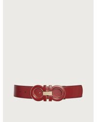 Ferragamo Cinturón reversible y ajustable gancini - Rojo