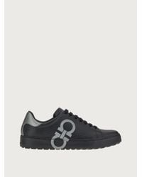 Ferragamo Number Low-top Leather Sneakers - Black