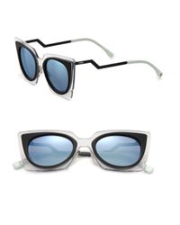 Fendi | Black Zig-zag 49mm Cat's-eye Sunglasses | Lyst