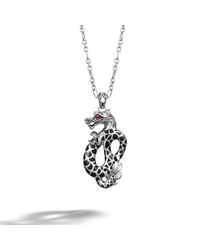 John Hardy | Dragon Pendant With Black&Blue Enamel On Silverlink Baroque Chain | Lyst