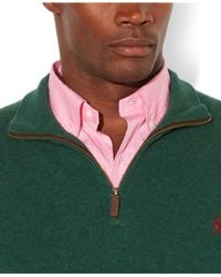 Mens green quarter zip sweater Clearance
