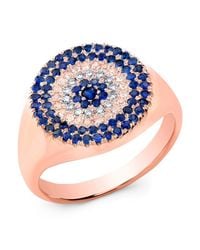 Anne Sisteron - Metallic 14kt Rose Gold Diamond And Sapphire Disc Ring - Lyst