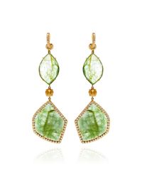Mark Cross | Green Emerald Slice and Rough Diamond Earrings | Lyst