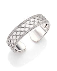 Jude Frances | Metallic Soho White Topaz & Sterling Silver Small Lattice Cuff Bracelet | Lyst