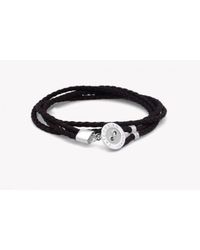 Tateossian - Silver Button Leather Bracelet In Black And Brown for Men - Lyst