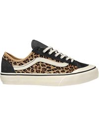 Vans Black Unisex Style 36 Decon Sf Mini Leopard Sneakers, Suede/ Marshmallow