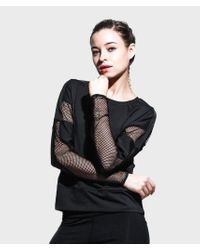 FITGIRL UNIVERSETM Black Fishnet Insert Long Sleeve Shirt