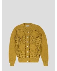 BATSHEVA Yellow Mustard Crochet Cardigan