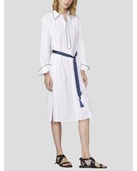 Officine Generale Selena White Textured Cotton Shirt Dress