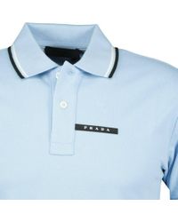 Prada Short Sleeve Polo Light Blue for Men | Lyst