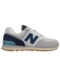 New Balance 574 - Running Shoes in White/Navy/Blue (Blue) for Men - Lyst