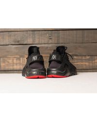 nike air huarache run ultra black metallic silver  and  university red