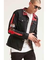 black graphic denim jacket