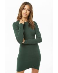 green bodycon dress long sleeve