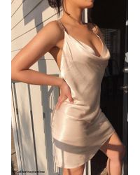 satin chain strap mini dress