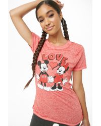 Forever 21 Cotton Disney Mickey Minnie Mouse Graphic Tee Red Lyst