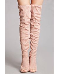 blush pink thigh high boots