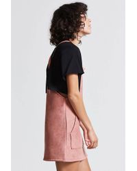 black suede overall dress